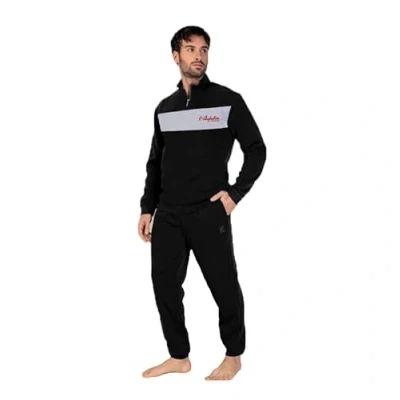 Immagine di AUSTRALIAN Tuta Homewear Uomo In 100% Poliestere Vari Modelli E Colori, Completa Maschile (M (46), AUF516A NERO)