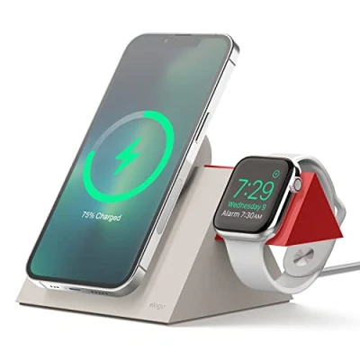 Immagine di elago MS5 Duo Supporto Ricarica Wireless Compatibile con Caricatore MagSafe,Compatibile Apple Watch Serie, iPhone 16,15,14,13,12 Serie [Caricatore Non Incluso]