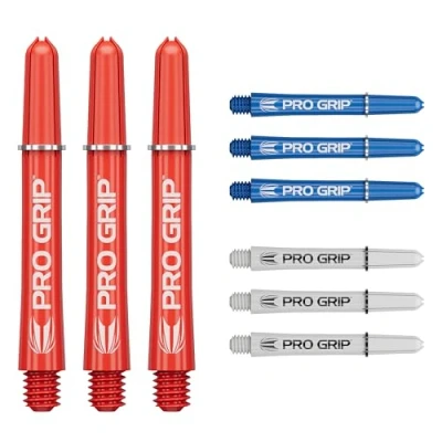 Immagine di Target Darts PRO Grip Shafts Set di 9 3 Colori, Blu/Bianco/Rosso Intermedio, 41mm steli per Freccette, Accessori Freccette Professionali, Multipack Alberi 2BA con Anelli