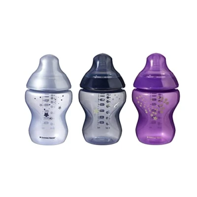 Immagine di Tommee Tippee Biberon Closer to Nature , Tettarella Simile al Seno a Flusso Lento con Valvola Anticolica, 260ml, Confezione da 3, Midnight Skies