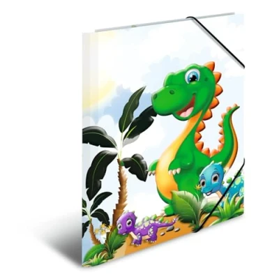 Immagine di HERMA 19785 Cartellina portadocumenti formato DIN A4, “Dinosauri, in cartone resistente, con stampa interna completa, elastici, per bambini e bambine