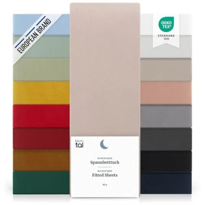 Immagine di Blumtal lenzuolo con angoli singolo 105x200 in microfibra certificato Oekotex sotto lenzuola color talpa