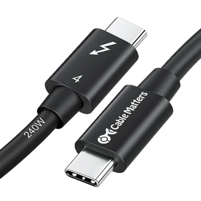 Immagine di Cable Matters [Certificato Intel] Cavo USB4 Thunderbolt 4 da 40 Gbps con video 8K e ricarica 240 W 1 m Retrocompatibile 3 USB C
