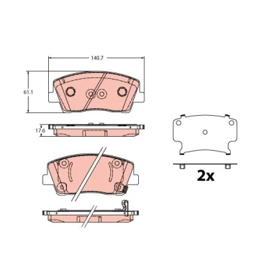 Immagine di TRW GDB2375 Kit pastiglie freno con segnalatore acustico usura accessori KIA: Stinger Hatchback