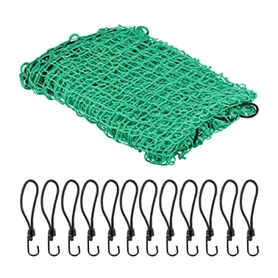 Immagine di Relaxdays, 3 x 4 m, con 12 Ganci, marcature angolari, Corda in Gomma, Protezione per carico rimorchio, Rete di Copertura, Verde, 90% plastica 10%