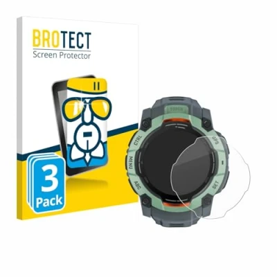 Immagine di brotect Pellicola Protettiva Vetro per Garmin Instinct 3 AMOLED (50 mm) Protezione Schermo (3 Pezzi) [Durezza Estrema 9H, Chiaro]