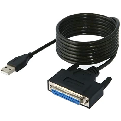 Immagine di Sabrent Cavo USB Adattatore per Stampante, da 2.0 a Parallel DB25 IEEE 1284, Connettore femmina con viti di serraggio (1,8 m) (CB DB25)