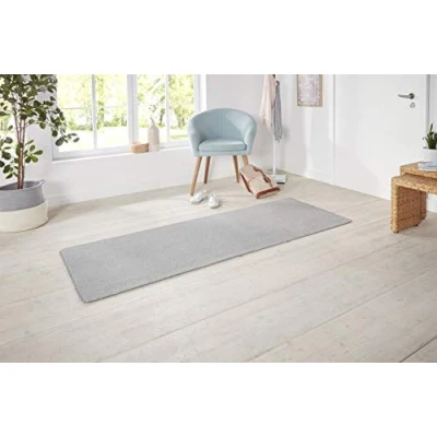 Immagine di HANSE Home Nasty Läufer Tappeto a Pelo Corto, Sala da Pranzo, Soggiorno, cameretta dei Bambini, corridoio, Camera Letto, Cucina, Tinta Unita, Argento, 80 x 200 cm, Polipropilene (PP)