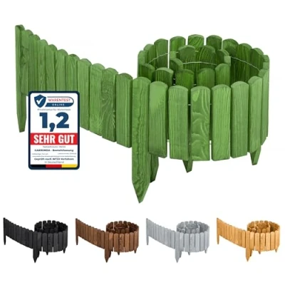 Immagine di Garronda Bordura per giardino Bordino da aiuole Bordatura flessible esterna Confine in rotolo Bordo arrotolabile Rollborder Lunghezza: 200 cm GD 0046 (Verde scuro, Altezza: 10 cm)