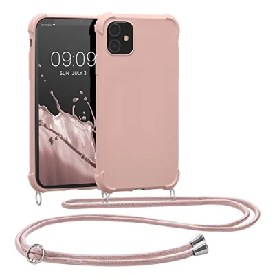 Immagine di kwmobile Custodia Compatibile con Apple iPhone 11 Cover Back Case in Silicone TPU Protezione Smartphone Cordino Madre Perla