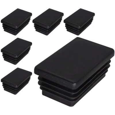 Immagine di SKIR&#039;CO tappi rettangolari in plastica, 30 x 50 mm, per tubi opachi, inserti rettangolari, pali di recinzione, colore nero RAL 9005, 6 pezzi