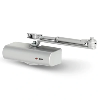 Immagine di CISA Smart Plus 2 Chiudiporta con Arresto 1C141603090 Velocità di chiusura Regolabile Color Alluminio carter in ABS Porte Max 80 kg