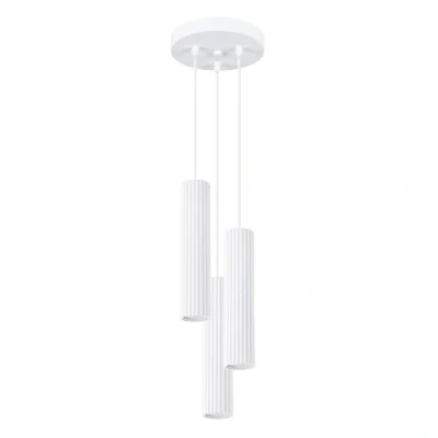 Immagine di SOLLUX lighting Lampada Da Soffitto Sospensione In Alluminio 3 Paralumi 19,5 x 108 cm Karbon Bianco
