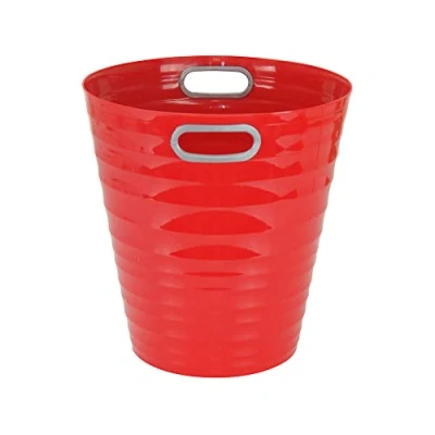 Immagine di Waytex 931074 Cestino di carta in plastica design moderno per ufficio, camera da letto, bagno, capacità 12,5 l, colore rosso