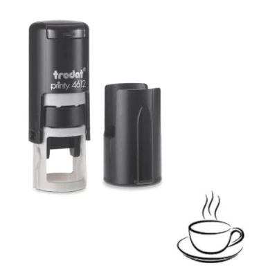 Immagine di Timbro a forma di tazza caffè, con inchiostro nero autoinchiostrante, circa 11 mm