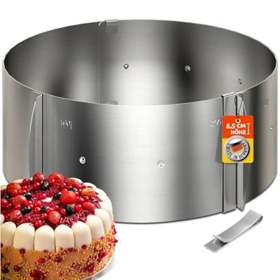 Immagine di anello per torte â“ Delle creazioni di bellisime tutte le occasioni dâ™acciaio inossidabile regolabile e fissato con supporte 8,5 cm dâ™altezza Made in Germany