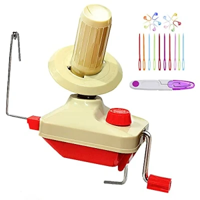 Immagine di avvolgitore per palline di filato, manuale lana a sfera in fibra filato Swift mano famiglia + 10PS segnapunti punti maglia aghi plastica 1PS forbici