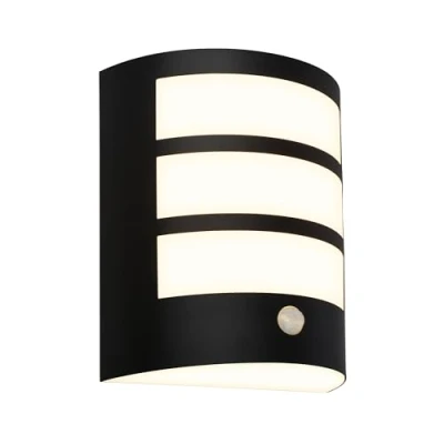 Immagine di BRILONER lampada da parete a LED senza alimentazione con sensore di movimento, crepuscolare, timer 20 secondi, batteria, illuminazione esterna, 18x15x7 cm, nero