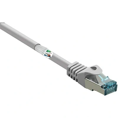 Immagine di Renkforce RF 5043948 RJ45 cavo di rete, patch CAT 6A S/FTP 10.00 m Grigio Ritardante fiamma 1 pz.