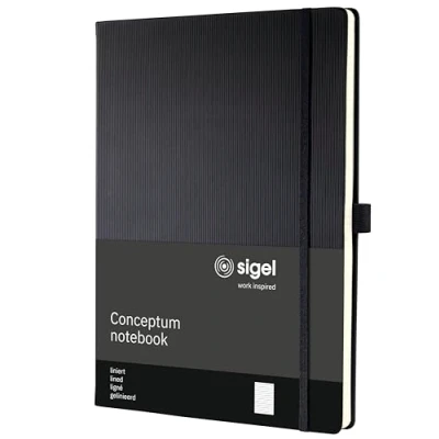 Immagine di SIGEL CO112 Taccuino premium a righe, A4, copertina rigida, nero, Conceptum