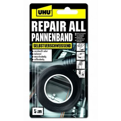 Immagine di UHU, nastro adesivo (L x B) 5 m 19 mm nero poliisobutilene (PIB) 46805, 1 rotolo