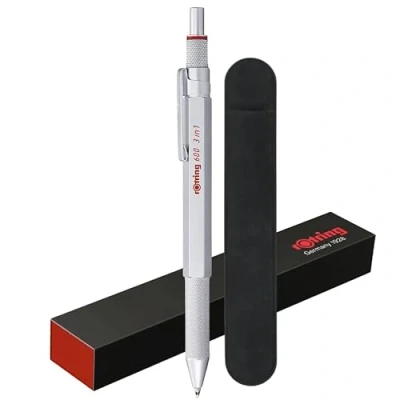 Immagine di rOtring 600 penne multicolore 3 in 1 e portamine Punte per penna a sfera nere rosse punta (0,5 mm) astuccio velluto