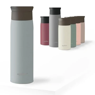 Immagine di eppikan eppiToGo tazza termica in acciaio inossidabile, isolata, da caffè, auto, 350 ml, 500 a prova di perdite con apertura igienica 360 (Pastel Blue, ml)