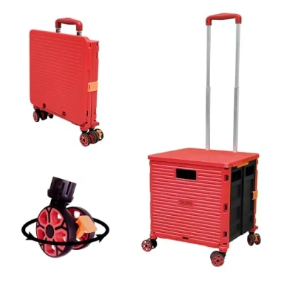 Immagine di carrello pieghevole a mano con coperchio Ruota silenziosa 360 antiusura e di avvio impugnatura regolabile in lega alluminio, capacità carico 45 kg portatile