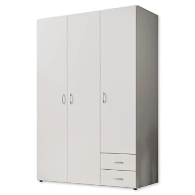 Immagine di Stella Trading BASE, Armadio classico in 3 diverse dimensioni, versatile, ante A battente, bianco, 120 x 177 52 cm, L P