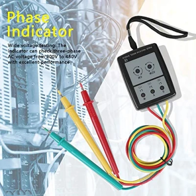 Immagine di SP8030 Indicatore Rotazione Fase,200V 480V CA Trifase 20Hz 400Hz Digitale LED Tester Fasi Misuratore Della Sequenza Con Clip A Coccodrillo Controllare La Delle Buzzer