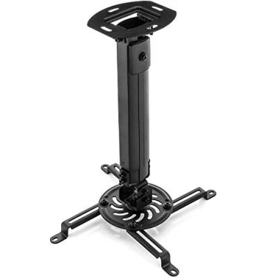 Immagine di deleyCON Supporto Universale per Proiettore Montaggio a Soffitto + 15 Inclinabile Ruotabile di 360 Fino 13,5 Kg Altezza Regolabile 380 mm 580 Gestione dei Cavi Nero