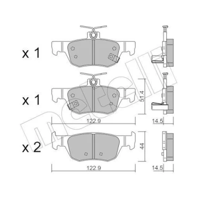 Immagine di METELLI 22 1226 0 Kit pastiglie freno con segnalatore acustico usura MAZDA: 3 Hatchback, CX 30