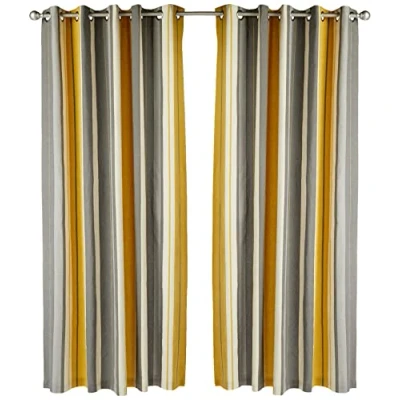 Immagine di Fusion tende con occhielli, 100% cotone, ocra, 167,6 cm larghezza x 228,6 goccia (168 229 cm)