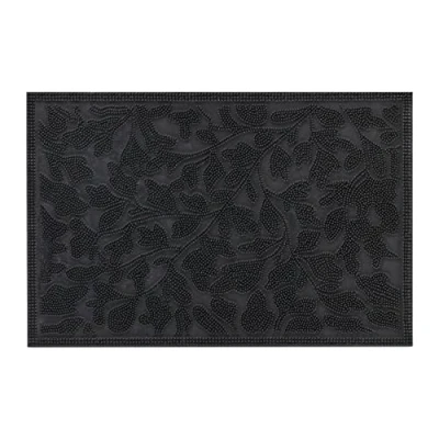 Immagine di Relaxdays Zerbino in Gomma da Esterni e Interni, 40 x 60 cm, Antiscivolo, Design Welcome Rilievo, Ingresso, Nero, 1 pz
