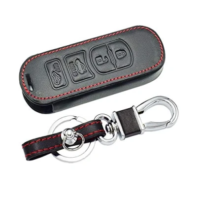 Immagine di Happyit Casi di copertura chiave auto in pelle per Mazda CX 7 9 MX 5 Miata 4 pulsanti portachiavi accessori a distanza astuti