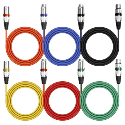 Immagine di BORDEAG 6 Pezzi Cavo XLR Bilanciato, Microfono 2 m, Dmx, Cavi DMX per Luci, Illuminazione Scenica Da Spina a 3 Pin Presa Microfoni