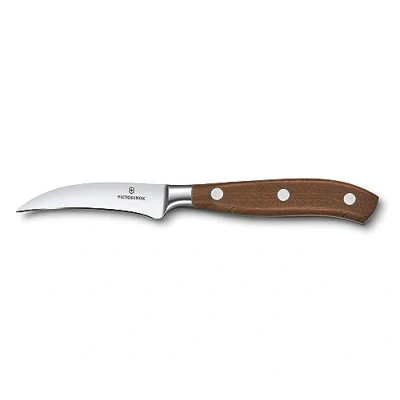 Immagine di Victorinox Grand Maitre, Coltello Professionale da Ufficio, Lama Affilata, Affilatura Diritta, 8 cm, Elegante Manico in Legno, Acciaio Inox, Marrone