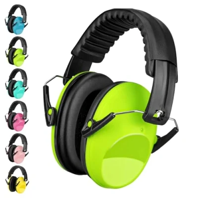 Immagine di BraveKoi cuffie antirumore per bambini,facilmente regolabile,pieghevole,confortevole protezione uditiva,Riduzione di Rumore Cuffia,SNR 26 dB,NRR 20 dB,per studiare,lavoro,Tiro (Giallo)