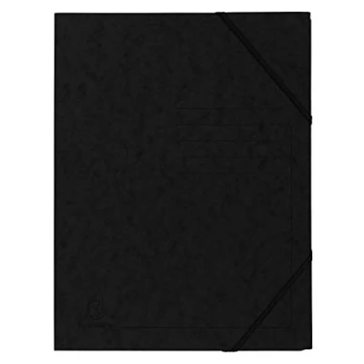 Immagine di Exacompta 555411E Set di 5 cartelle con elastico senza lembi stampa righe sulla copertina per l&#039;identificazione dei documenti in cartoncino lucido 355gm2 archiviazione A4 nero