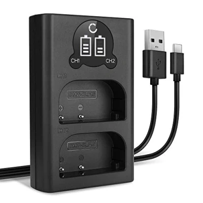 Immagine di CELLONIC® Caricatore Doppio DMW BLF19 BLF19E BLF19PP Smart e Veloce Compatibile con Panasonic GH5 GH5s GH4 GH3 Lumix DmC DC G9 + Cavo USB BTC10 di Ricarica Caricabatterie