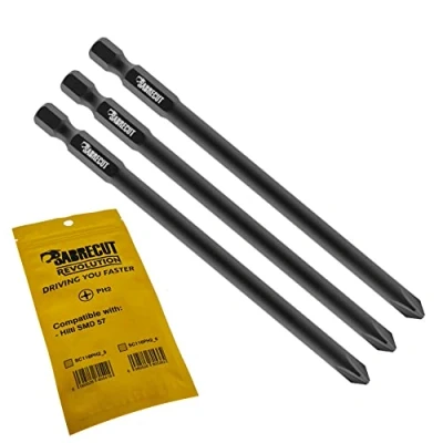 Immagine di 3 x SabreCut SC116PH2_3 116 mm PH2 compatibile con Hilti SMD 57 SMD57 116/4 1/2 Autofeed per cartongesso fascicolato cacciavite Punta a pistola Single Ended Phillips No.2 Heavy Duty
