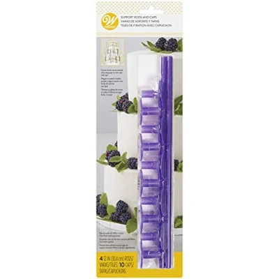 Immagine di Wilton Plastic Support Rods and Caps Sostegni e Tappini di Plastica, Supporti per Torte a Strati Cake Dowels Costruzione Impilamento più Livelli Matrimonio, Compleanno 14 Pezzi
