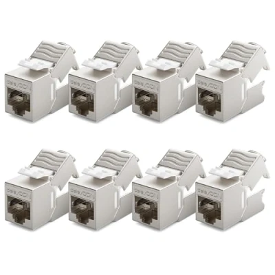 Immagine di deleyCON 8x CAT6a MINI Keystone Jack Modulo Cavo Patch di Rete Connettore Schermatura STP RJ45 Presa Pannello Supporto Estensione