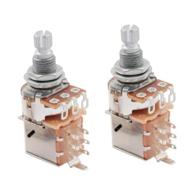 Immagine di Musiclily Metrico A250k Potenziometro Push Pull Split Shaft Audio Taper Pots per Chitarra Elettrica e Basso(2 Pezzi)
