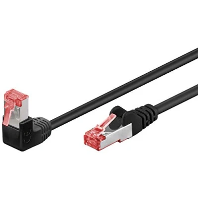 Immagine di goobay 51545 Cavo patch CAT 6 ad alta velocità, con connettori a 90 gradi, Ethernet, Playstation, Xbox, DSL, PimF, RJ45, nero, 3 m