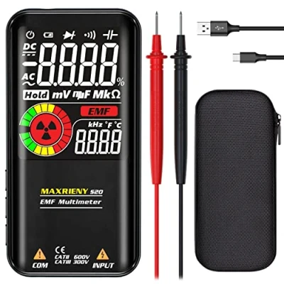 Immagine di MAXRIENY Multimetro digitale Voltmetro intelligente ricaricabile Rilevatore di campi elettromagnetici 9999 conteggi Gamma automatica Capacità resiatanza Diodo Controllo in tensione Tester
