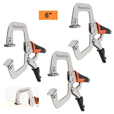Immagine di Housolution Morsetto di Bloccaggio a C, [3 Pezzi] 6&quot; Pinze con C in Acciaio Inossidabile, per Saldatura Lavorazione del Legno Nero &amp; Arancione