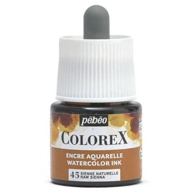 Immagine di Pébéo Inchiostro Colorex 45 ML Siena Naturale Acquerello Marrone Rendering Velouté Disegno Multiutensile Tutti i Supporti