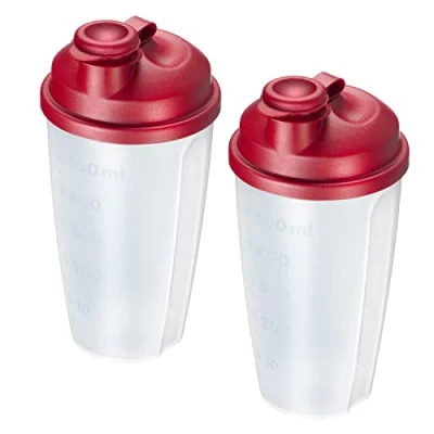 Immagine di Westmark 2 Shaker per condimenti con Scala Graduata, Disco Rimovibile e Beccuccio Richiudibile, Capacità: 0,5 l, Plastica, Senza BPA, Mixery, Colore: Traslucido/Rosso, 243522ER