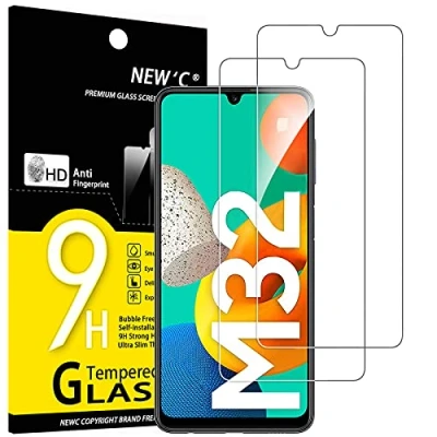 Immagine di NEW&#039;C 2 Pezzi, Vetro Temperato per Samsung Galaxy M32 5G, Pellicola Prottetiva Anti Graffio, Impronte, Senza Bolle, Durezza 9H, 0,33mm Ultra Trasparente, Resistente